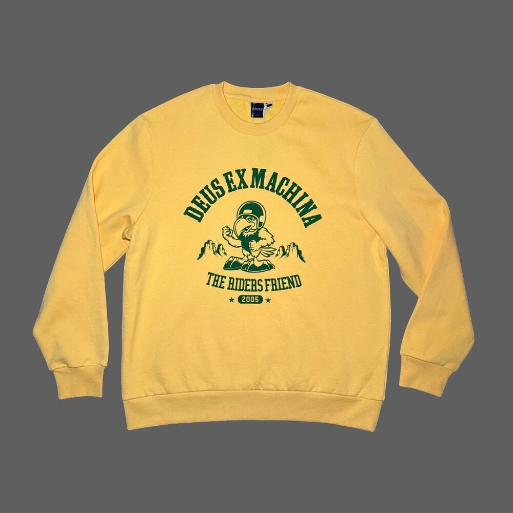 Deus Ex Machina Deus U Crew Sweatshirt Solar Power XL NWT 100% Cotton